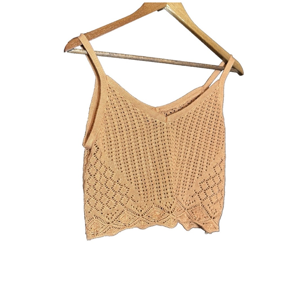 Almost Famous Knit Crop Top Womens Open Knit Cottagecore boho‎ festival M